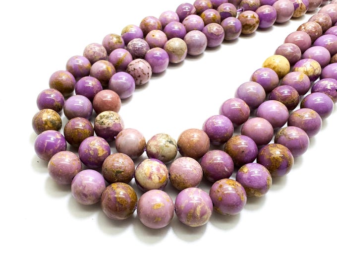 Genuine Smooth Purple Phosphosiderite Natural Gemstone Round Ball Sphere Beads RN64A