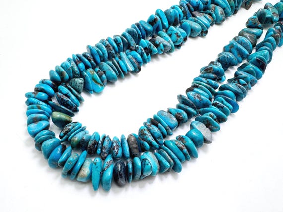 Natural Genuine Arizona Blue Kingman Turquoise Slim Nugget Beads Polished Pebble Flat Nugget Authentic Southwestern Jewelry Supply PGS372