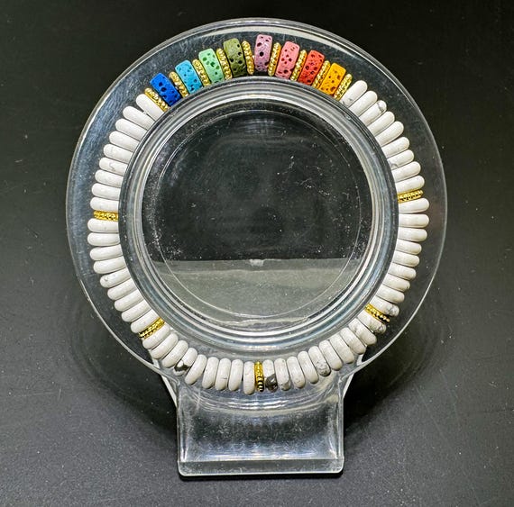 White Howlite & Chakra Lava Rock Bracelet 6mm Gemstone Beads – Handmade Stretch Jewelry - PGB8R16