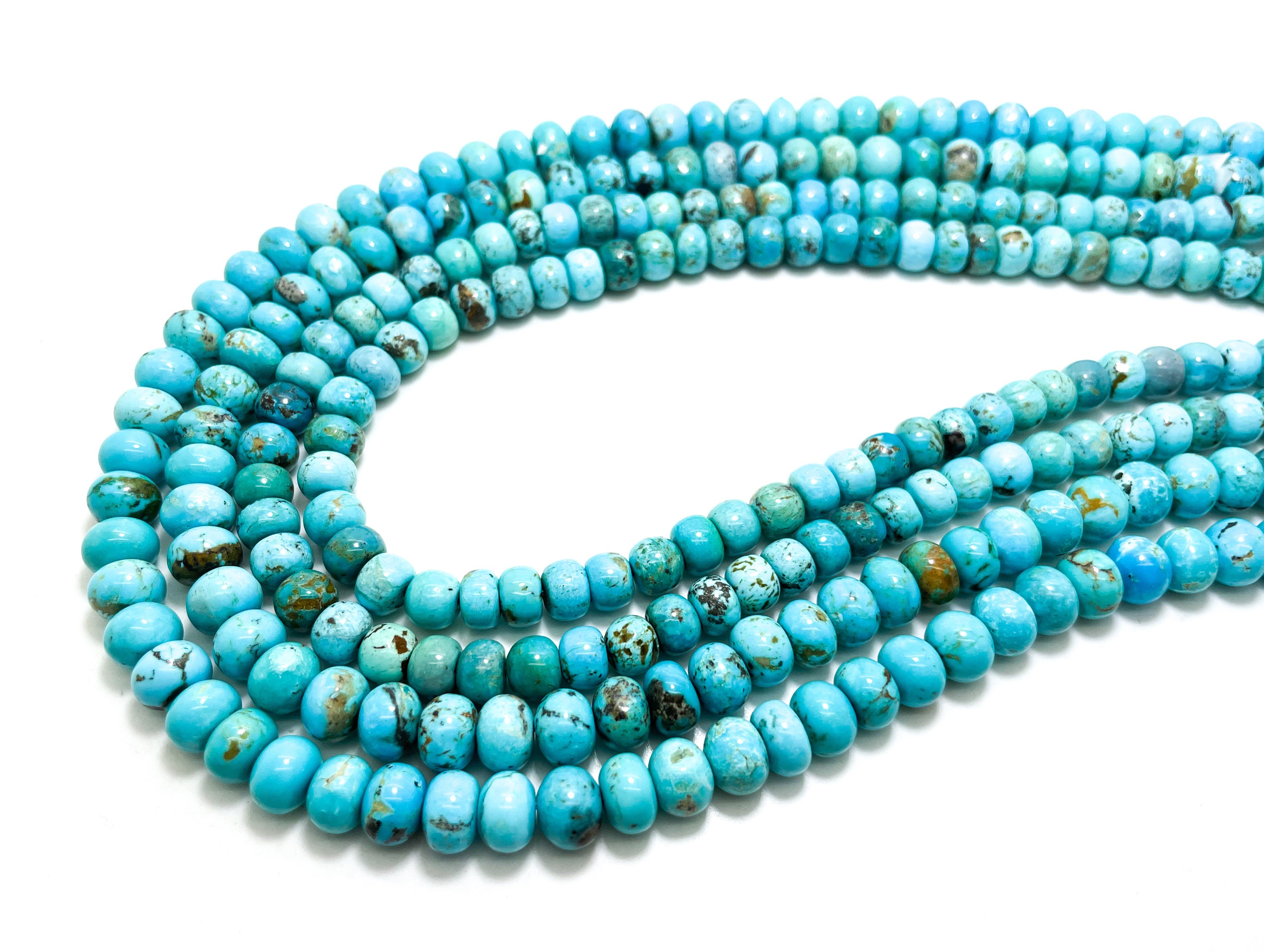 Natural Faceted Blue Turquoise Magnesite Beads, Dyed, Rondelle, about  6x8mm, 45 Beads, Length 15