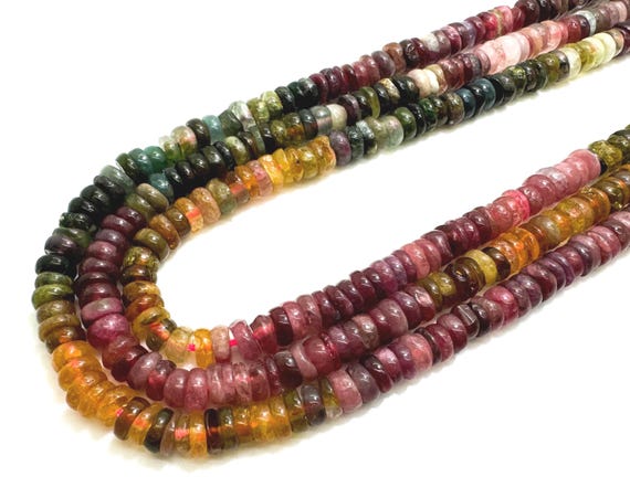 Genuine Natural Rainbow Tourmaline Rondelle Beads: AAA Multi-Color Gemstone Strand (2mm x 5mm) - PG67C
