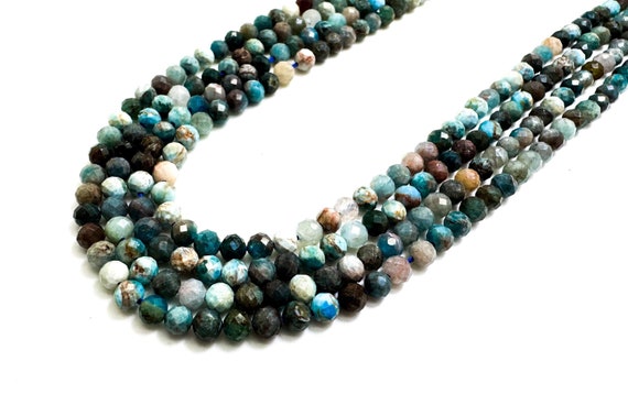 Natural Blue Apatite Faceted Round 4mm Gemstone Beads - RNF21