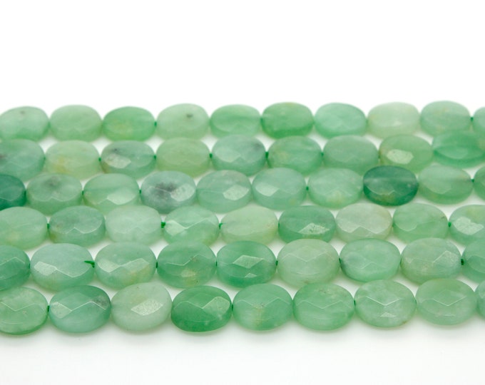 Natural Jade, Natural Burma Jade Flat Faceted Oval Loose Gemstone Beads - PGS96