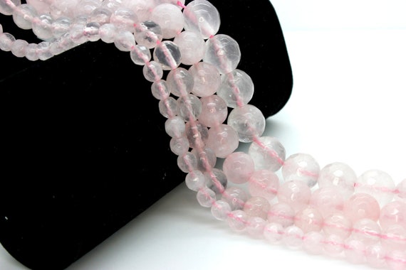Rose Quartz, Natural Pink Rose Quartz Faceted Rond Ball Sphere Loose Gemstone Beads - RNF74