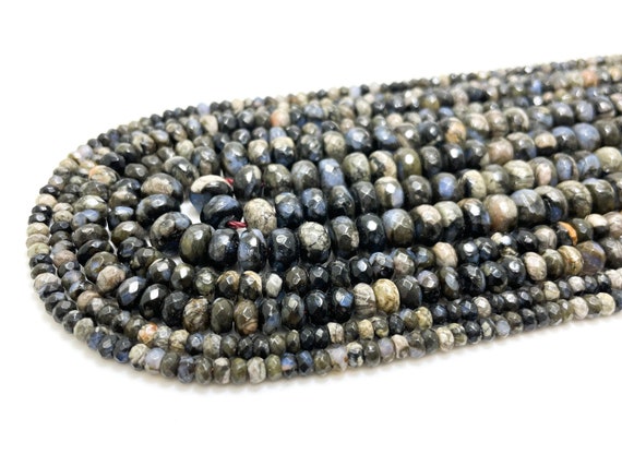 Natural Que Sera African Gray Opal Faceted Rondelle Gemstone Beads - RDF90