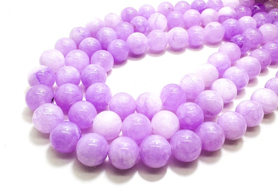 Light Purple Agate Smooth Polished Round 10mm Gemstone Jewelry Making Beads - RN197E