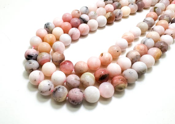 Pink Opal Beads, Natural Pink Opal Smooth Polished Round Gemstone Beads (4mm 6mm 8mm 10mm) - RN09