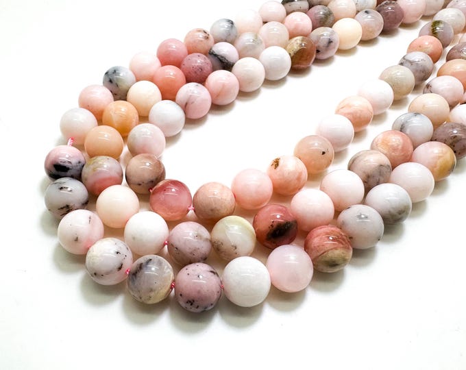 Pink Opal Beads, Natural Pink Opal Smooth Polished Round Gemstone Beads (4mm 6mm 8mm 10mm) - RN09