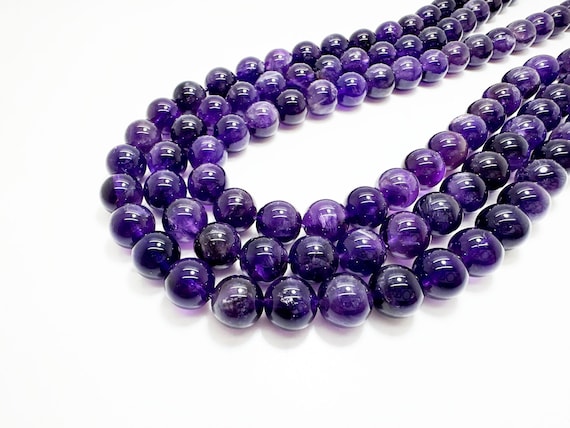 AAA Purple Amethyst Beads, Smooth Polished Round Gemstone, 6mm 8mm 10mm 12mm 14mm - RN19