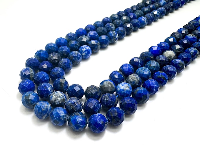 Natural Faceted Lapis Lazuli Round Beads | 2mm–7.5mm | Deep Blue Gemstone Beads for Jewelry Making, Healing & Design - RNF35