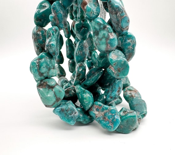 Untreated Kingman TURQUOISE Beads Large 12mm-16mm Organic Nugget Genuine Arizona Blue Sky Stone Premium Statement for Jewelry Making WHTQ-14