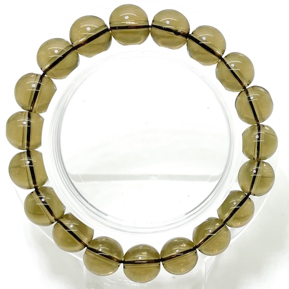 Natural Smoky Quartz Smooth Round Transparent Smoky Gemstone Beads Elastic Cord Handmade Beaded Bracelet Accessories - PGB153