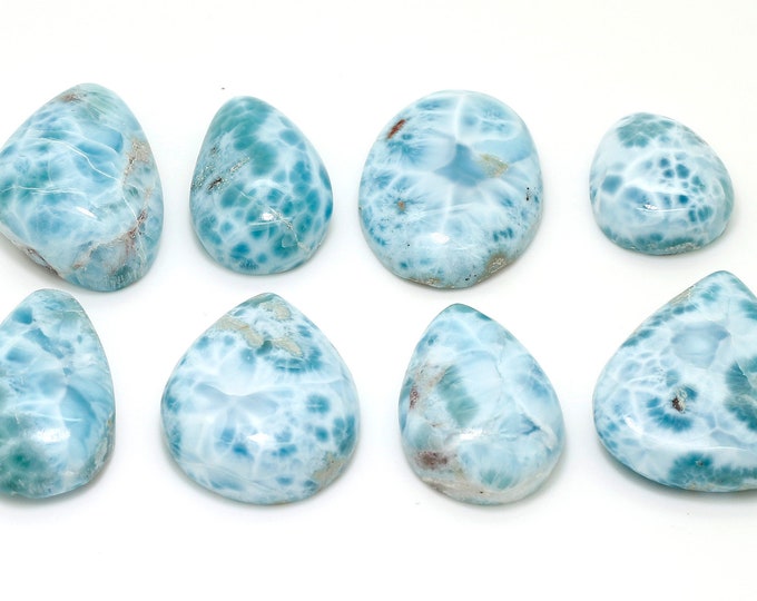 Natural Dominican Larimar Cabochon - Chips Rock Stone Gemstone Pear Tear Oval Round Shape Beads for Ring Necklace Pendant Jewelry - PGL87