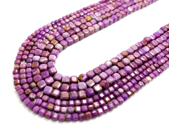 Natural Phosphosiderite Faceted Cube Beads Grade AAA 4mm Square Gemstone Stone Rock - PGS262