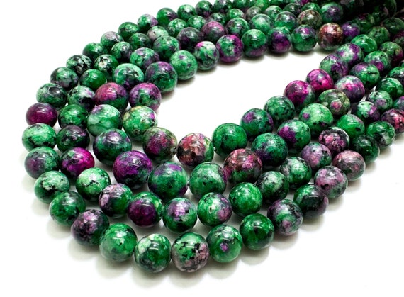 Green Red Jasper Smooth Polished Round 8mm 10mm Gemstone Jewelry Making Beads - RN199B