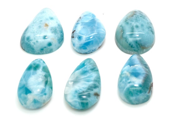 Natural Dominican Larimar Cabochon - Chips Rock Smooth Stone Gemstone Round Pear Tear Oval Beads for Ring Necklace Pendant Jewelry - PGL105