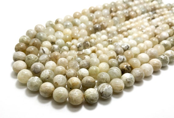 Natural Moonstone Beads, Creamy White Moonstone Smooth Round 4mm 6mm 8mm 10mm Gemstone Beads - RN60