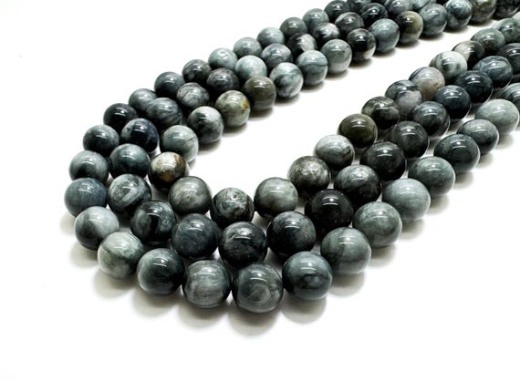 Natural Hawks eye. Gray Hawkseye Eagle Eye Smooth Round Sphere Ball Gemstone Beads RN49