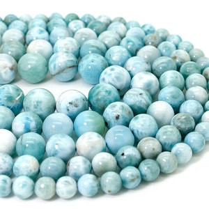 Genunie Natural Larimar, High Quality Larimar Smooth Round Sphere Ball Loose Gemstone Beads (6mm 8mm 10mm 11mm 12mm 14mm) - PG316