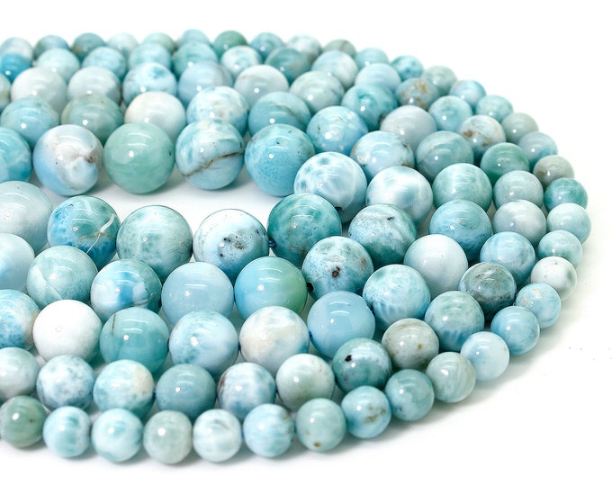 Genunie Natural Larimar, High Quality Larimar Smooth Round Sphere Ball Loose Gemstone Beads (6mm 8mm 10mm 11mm 12mm 14mm) - PG316