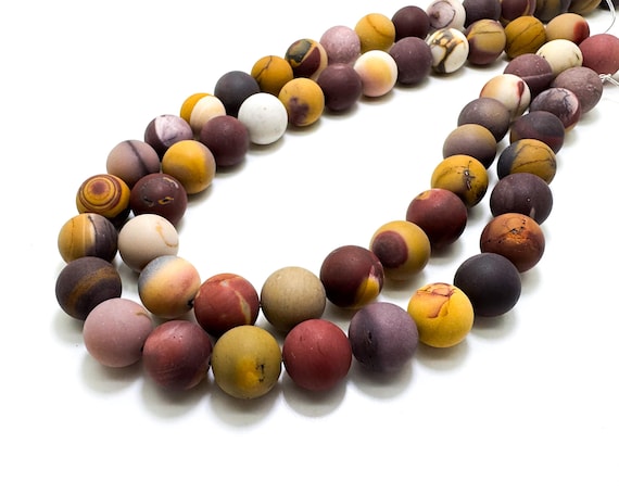 Natural Mookaite Jasper Beads, Matte Mookaite Round Ball Sphere Gemstone Beads (6mm 8mm 10mm 12mm) - PG137