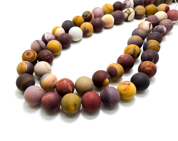 Natural Mookaite Jasper Beads, Matte Mookaite Round Ball Sphere Gemstone Beads (6mm 8mm 10mm 12mm) - PG137