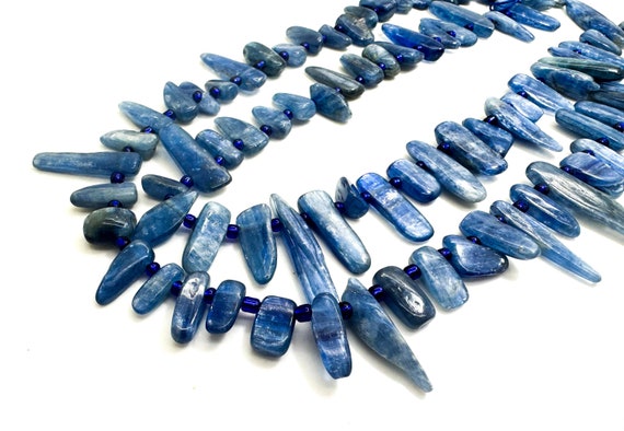 Natural Blue Kyanite Freeform Chip Irregular Slab Flat Shapes Stick Gemstone Beads - PGS214