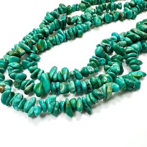 Natural Turquoise Beads, Genuine Arizona Kingman Turquoise Smooth Rough Small Nugget Chip Gemstone Beads (Assorted Size) - PGS339