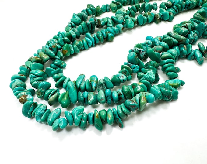 Kingman Turquoise Nugget Beads: Arizona Gemstone Chips, 16 Inch Strand