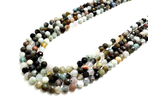 Natural Multi Color Amazonite Faceted Round 4mm Gemstone Beads - RNF21