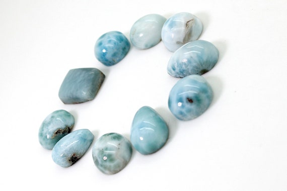Natural Larimar Cabochon - 10 pcs Chips Rock Stone Gemstone Variety Tear Drop Shape Beads for Ring Necklace Pendant Jewelry Making - PGL58