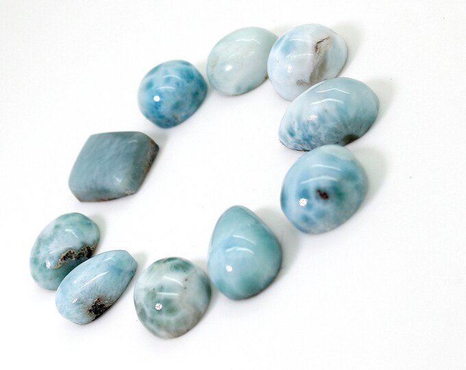 Natural Larimar Cabochon - 10 pcs Chips Rock Stone Gemstone Variety Tear Drop Shape Beads for Ring Necklace Pendant Jewelry Making - PGL58
