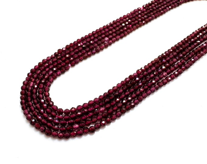 Natural Red Garnet Faceted Round Beads – 2mm Tiny Pinkish Red Gemstone Beads for Dainty Jewelry Making - RNF124