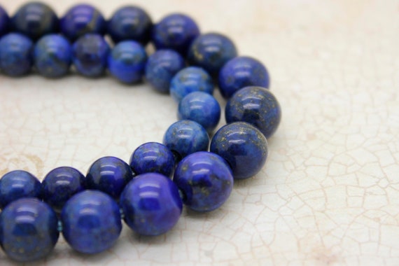 Lapis Lazuli (Dyed) Smooth Round Gemstone 8mm 10mm 12mm Beads (8" strand - 2.5 mm hole) - 8RN03