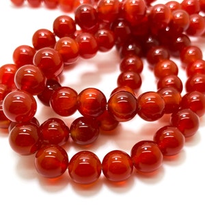 Natural Carnelian Beads, Polished Smooth Round Sphere Natural Carnelian Gemstone Beads 4mm 6mm 8mm 10mm PG287 image 2