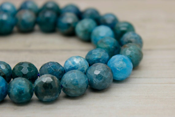 Natural Apatite Beads, Faceted Round Ball Sphere Apatite Gemstone Beads - RNF07