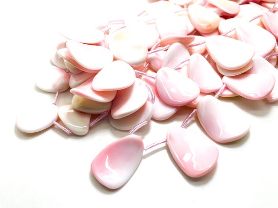 Natural Queen Conch Shell Beads, Pink Queen Conch Shell Petals Flat Curved Smooth Polished Gemstone Beads - QC14
