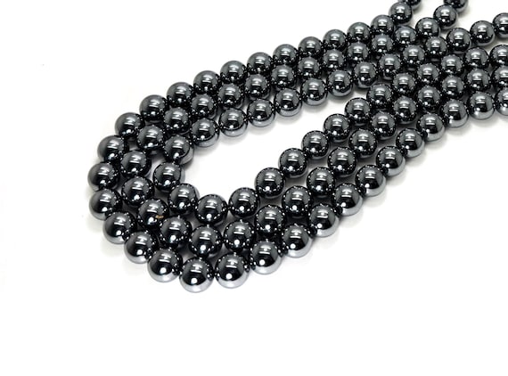 Terahertz Stone Beads: High Polish Silver-Gray Gemstone - RN205