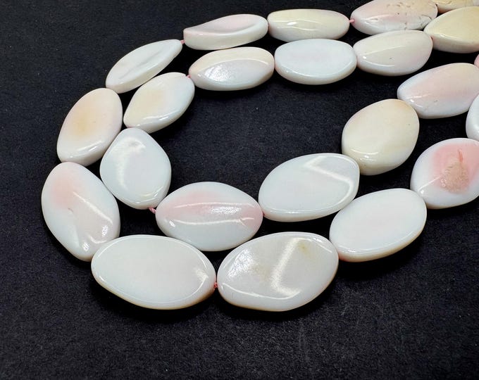 AA Queen Conch Shell, Natural Queen Conch Shell Flat Rough Oval Assorted Size Smooth Gemstone Beads - PGS199