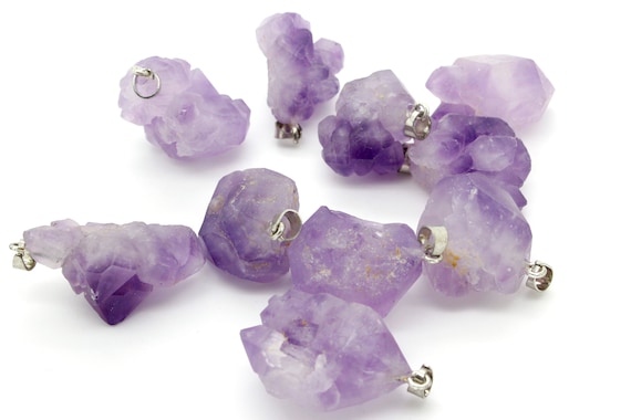 Amethyst, Natural Amethyst Rough Raw Pedant Gemstone Beads for Necklace Earrings PGS207