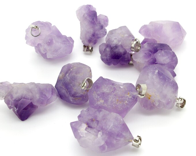 Amethyst, Natural Amethyst Rough Raw Pedant Gemstone Beads for Necklace Earrings PGS207