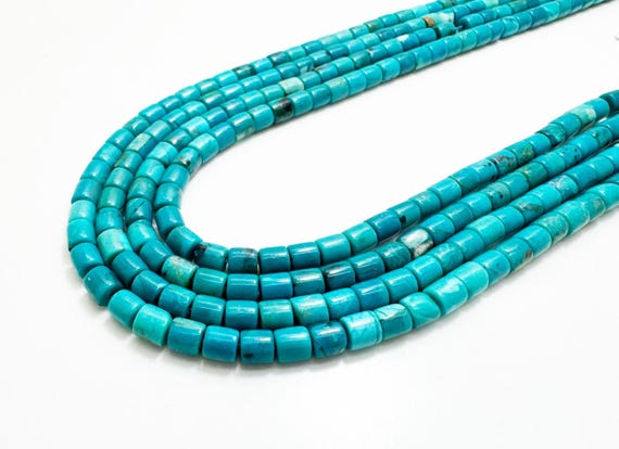 Arizona Kingman Turquoise Beads 4mm Heishi Tube Untreated Blue Turquoise Gemstone Beads Small Spacer Beads for Jewelry Making - PGS409