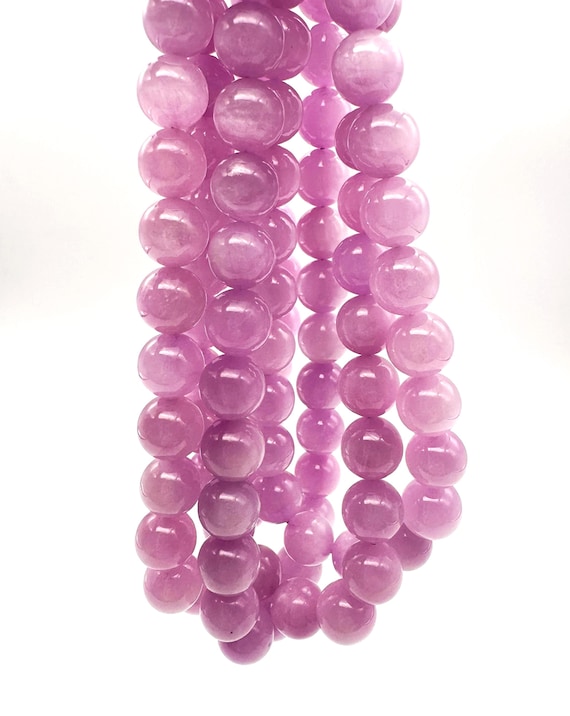 AAAA Grade Natural Purple Kunzite Beads – 7.5mm - 14mm Polished Smooth Round Gemstone Beads - RN170