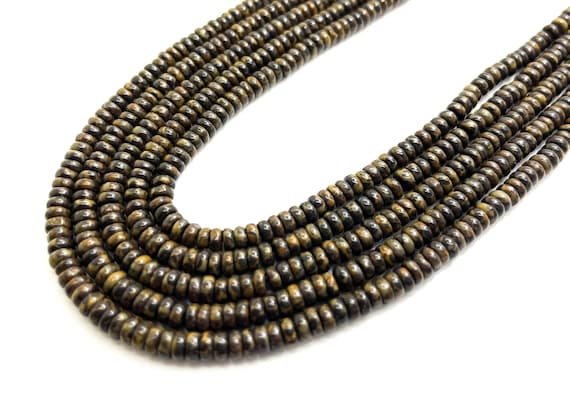 Opal Beads, Natural High Quality Brown Opal Smooth Polished Rondelle Round Flat 2mm x 4mm Gemstone Beads - RD34