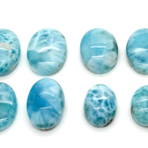 Natürliche Dominikanische Larimar Rock Edelstein Runde kleine Oval Flache Perlen für Anhänger Klasse AAA