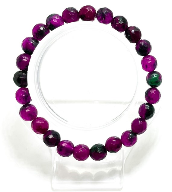 Dyed Quartz Bracelet: Faceted Round 8mm Beads, 7 Inch Stretch