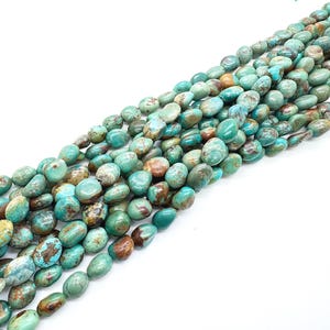 Natural Hubei Turquoise Pebble Beads Genuine 7-8mm Assorted Polished Nugget Earthy Green & Teal Gemstone High-Grade Jewelry Supply - PGS347 image 2