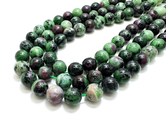 Ruby Zoisite Beads, Natural Green Ruby Zoisite Polished Smooth Round Gemstone Beads (4mm, 6mm, 8mm, 10mm)