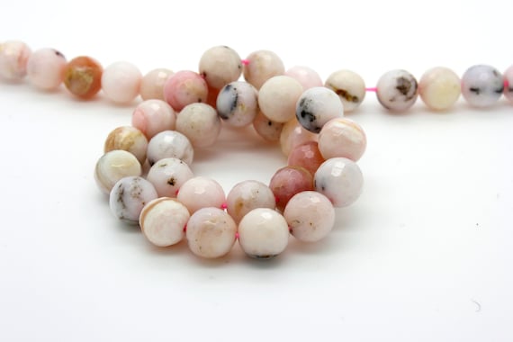 Natural Pink Opal, Pink Opal Faceted Round Natural Gemstone Beads - (4mm, 6mm, 8mm, 10mm) - RNF47