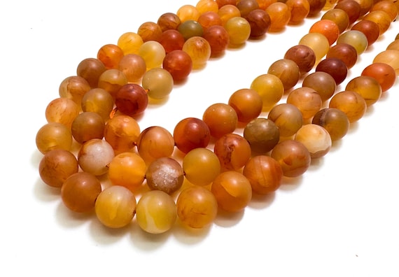 Natural Carnelian Beads, Matte Orange Carnelian Round Gemstone Beads (8 10 16mm) - PG149